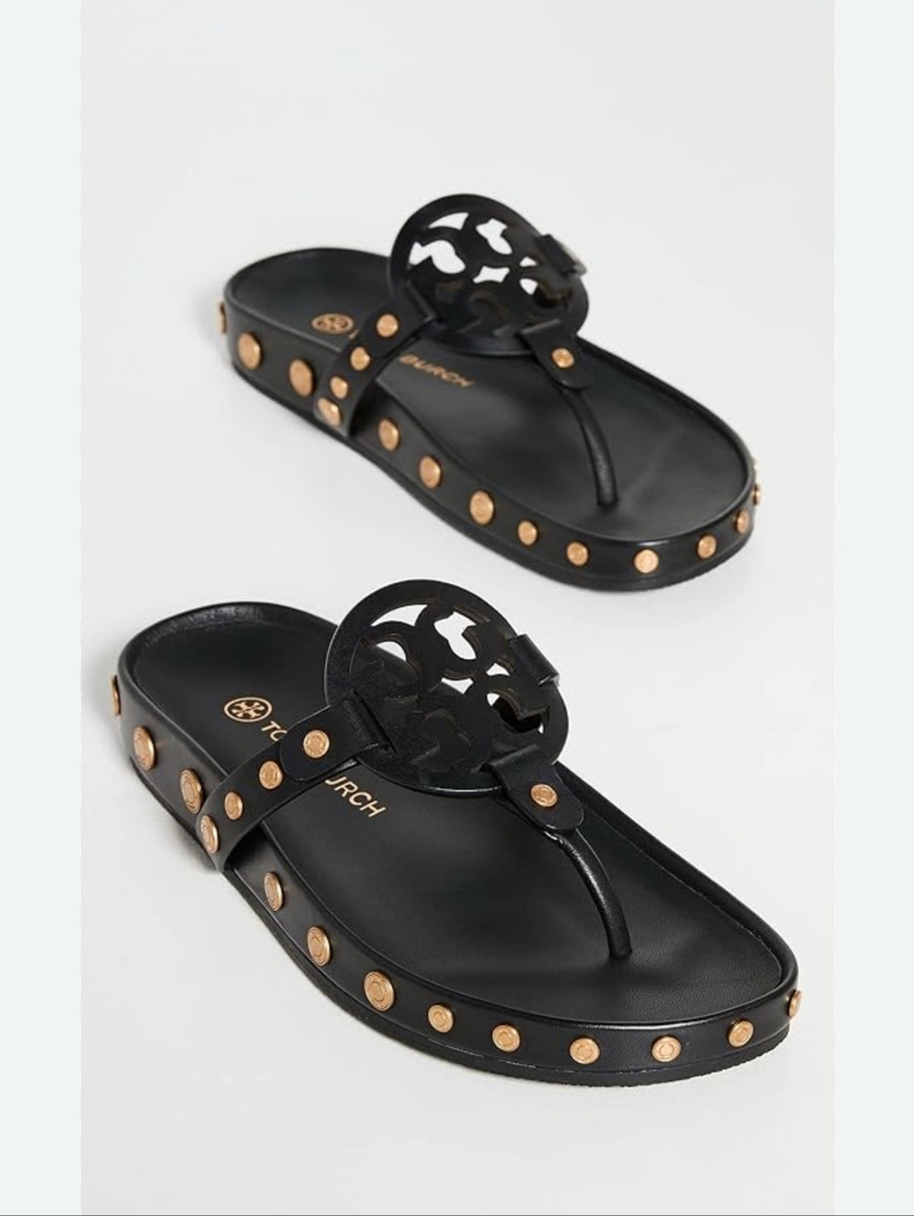 Tory Burch Black Miller Studded Leather Sandals, Never Worn